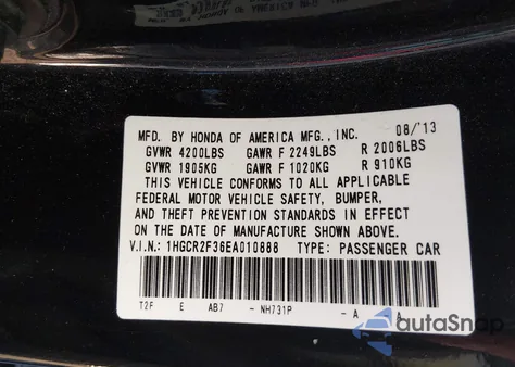 2014 Honda Accord Lx z USA, uszkodzony, nr VIN 1HGCR2F36EA010888